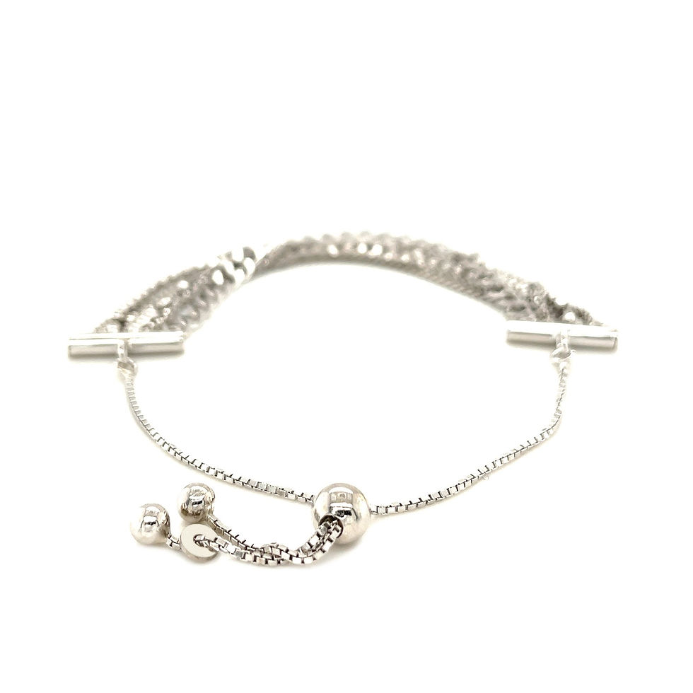 Thumbnail: Adjustable Multi Chain Bracelet in Sterling Silver