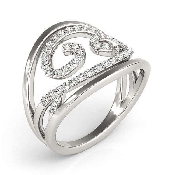 Thumbnail: Swirl Design Diamond Ring in 14k White Gold (1/2 cttw)