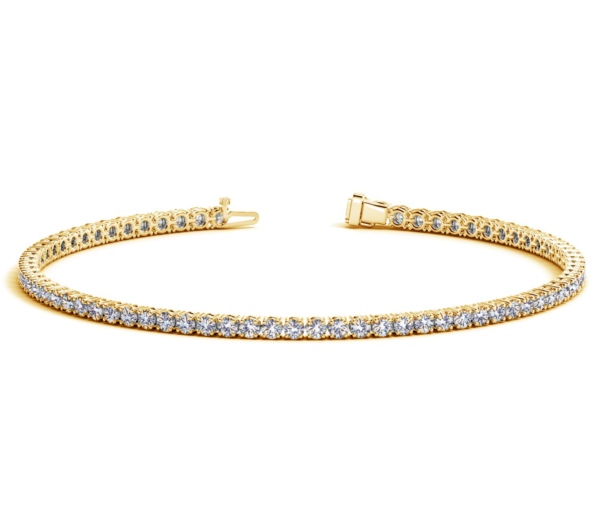 14k Yellow Gold Round Diamond Tennis Bracelet (2 cttw)