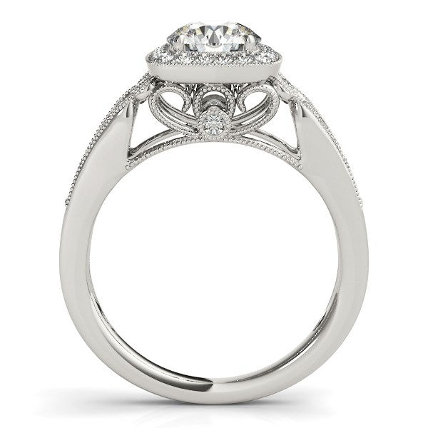 Thumbnail: 14k White Gold Baroque Shank Style Cut Diamond Engagement Ring (1 1/4 cttw)