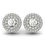 Thumbnail: 14k White Gold Double Halo Round Diamond Earrings (1 1/4 cttw)