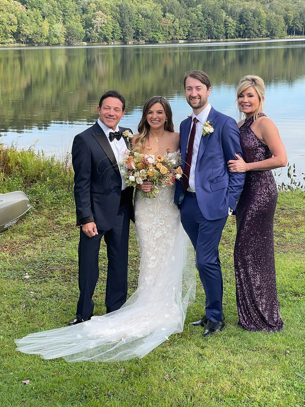 Current photo of Nadine and Jordan, as co-parents, celebrating their daughter’s wedding ceremony shortly after the interview