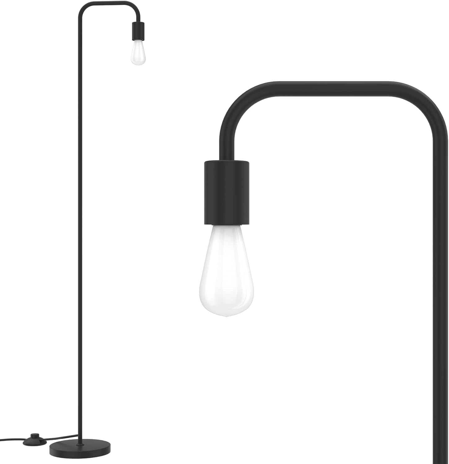 Refined Floor Lamp, Industrial Floor Lamp, Light Bulb Included, In-Line On/Off