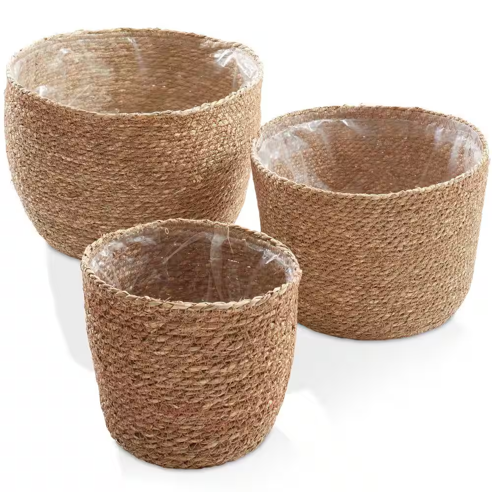 Artisan Brown Natural 10.75 In. X 7 In. Seagrass Decorative Baskets Planters