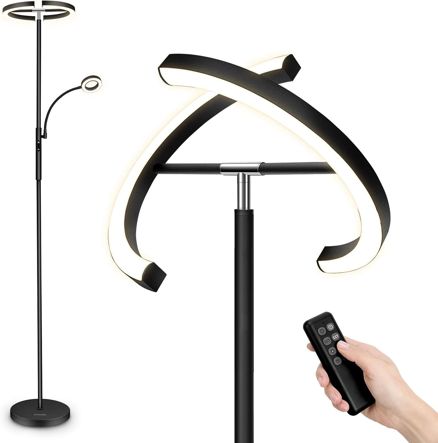 Signature Split Floor Lamp with Reading Light, Modern Bright Rotatable Standing