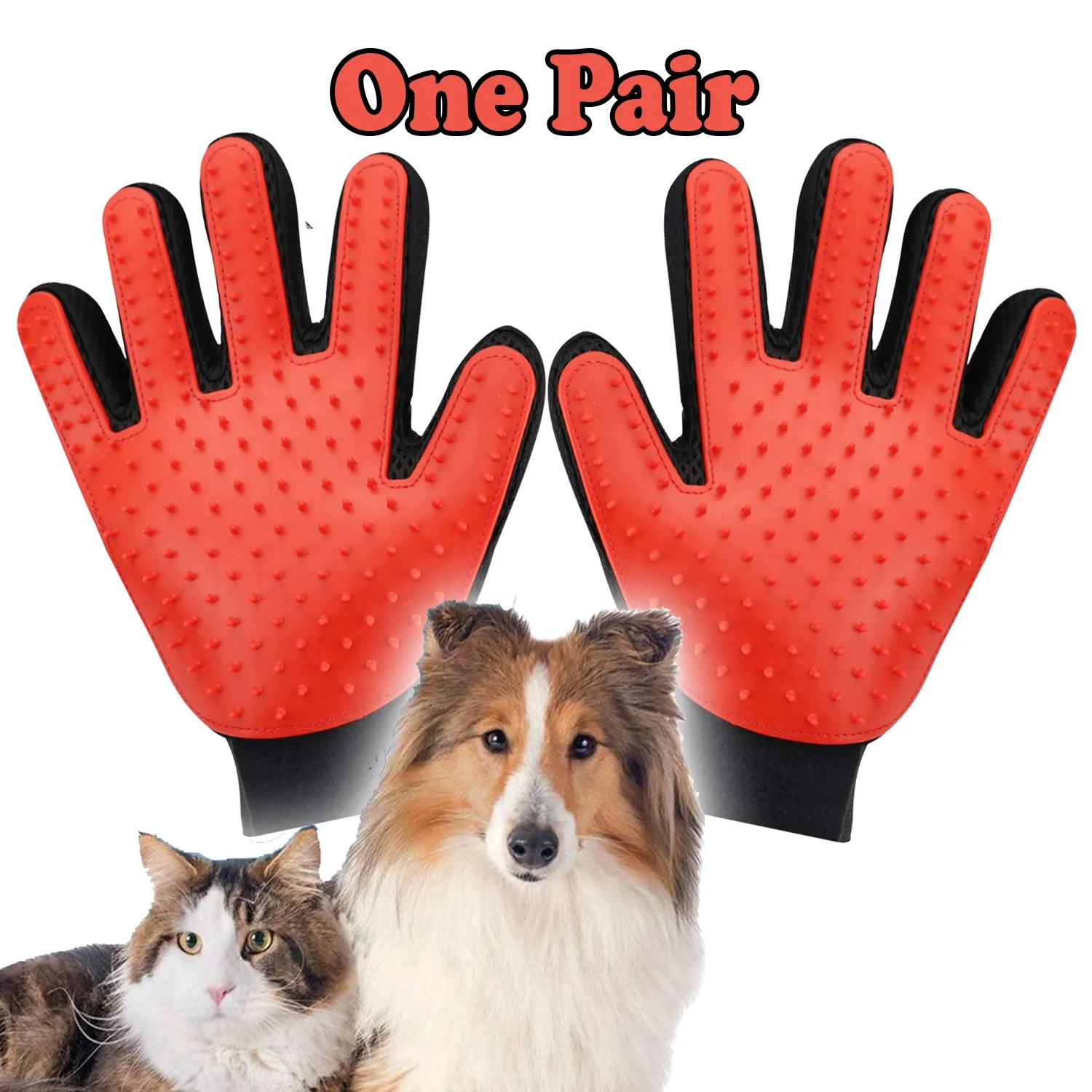 Bespoke Pet Grooming Gloves Brush Dog Cat Hair Remover Mitt Massage Deshedding