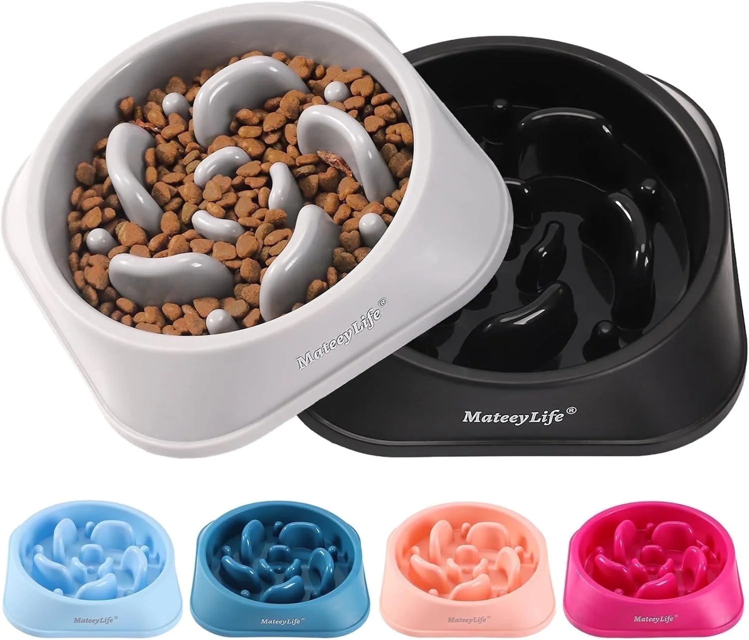 Signature Slow Feeder Dog Bowls , Non Slip Cat Food Bowls, Bloat Stop Maze