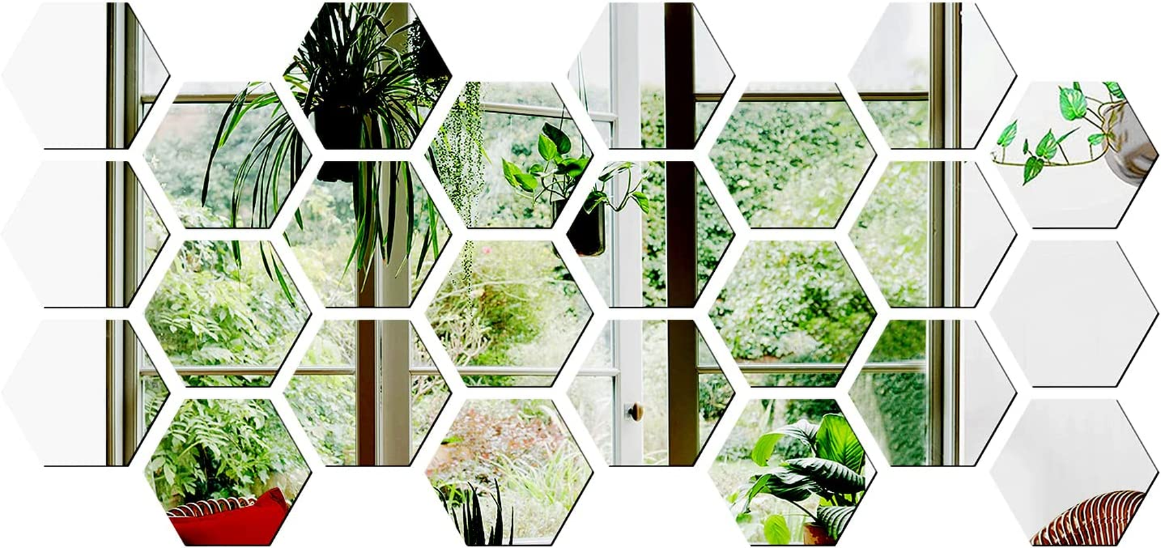 Bespoke 3.4''x4''x2'' Hexagon Mirror Wall Sticker, 24 Pieces Acrylic Mirror