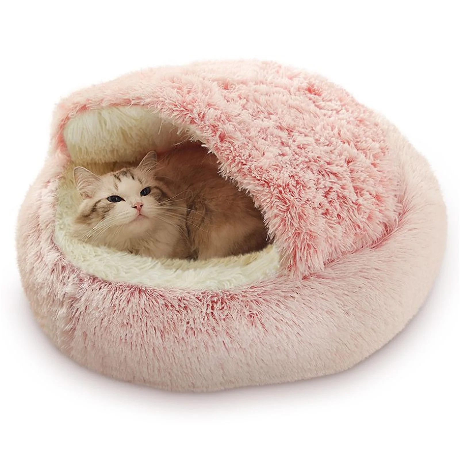 Elegant Cat Bed round Plush Hooded Cat Bed Cave, for Indoor Cats or Small Dog