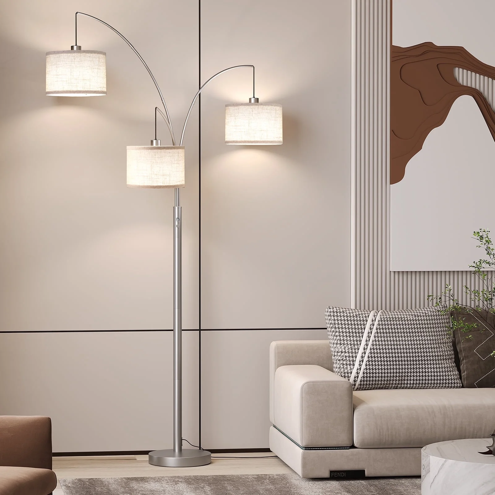 Elegant 3 Lights Floor Lamp for Living Room, 78" Tall Standing Lamp with