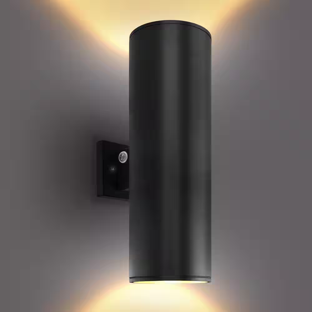 Artisan 18 In. Black Dusk to Dawn Outdoor Hardwired Wall Lantern Sconce 3CCT