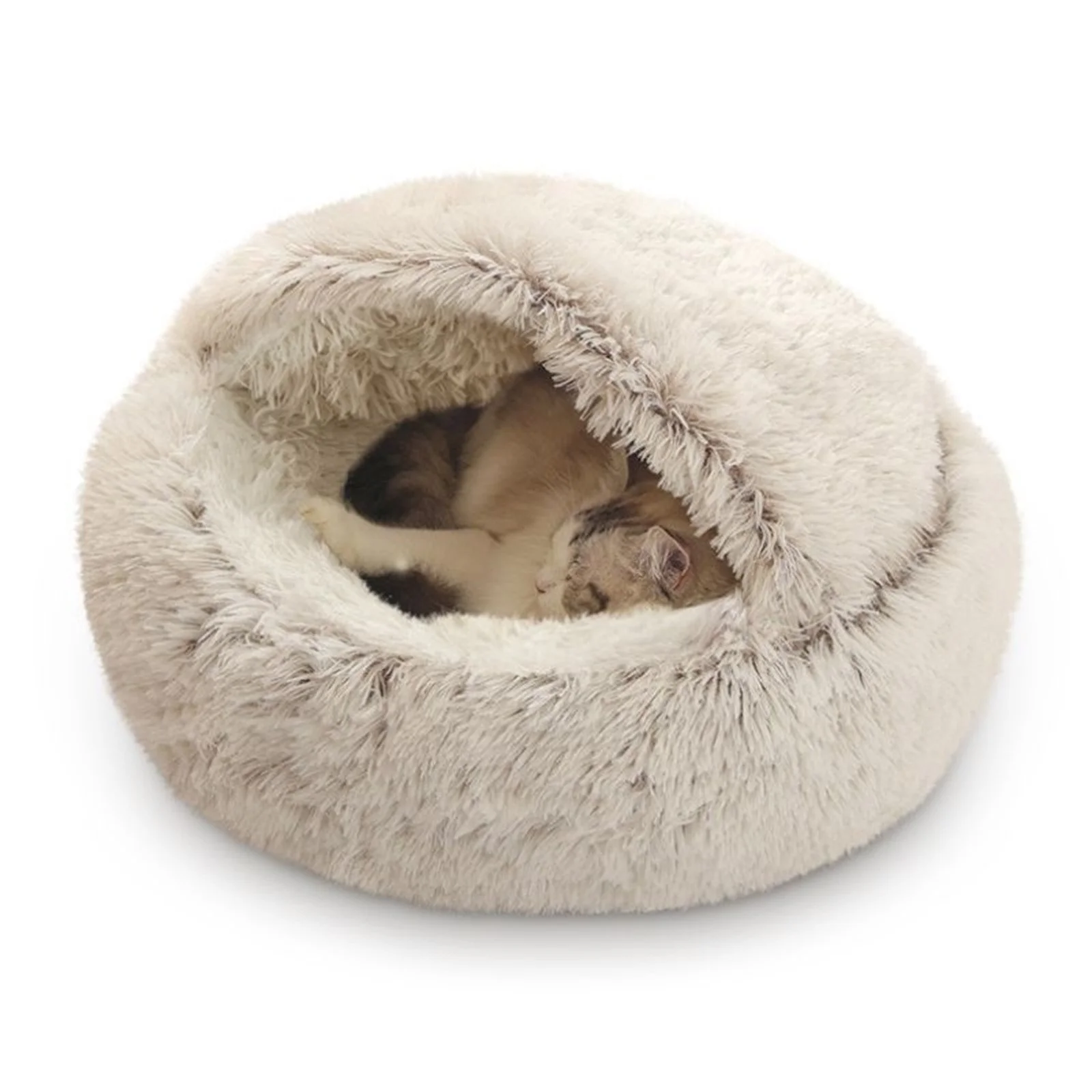 Curated Cat Bed round Plush Hooded Cat Bed Cave, for Indoor Cats or Small Dog