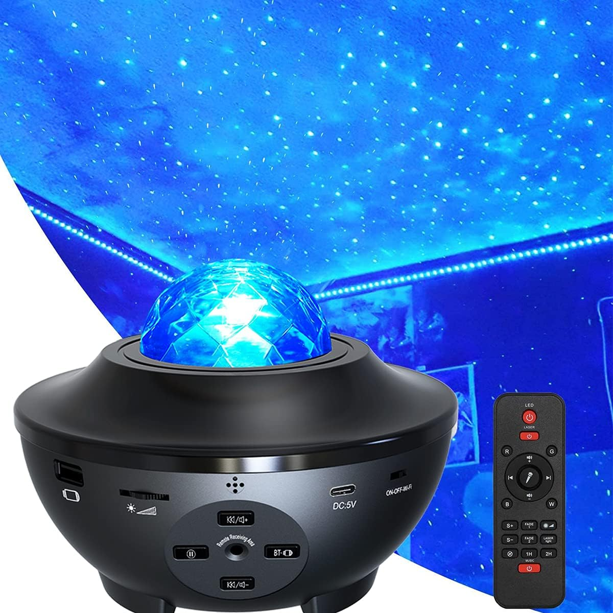 Bespoke Star Night Light Projector Bedroom, Ocean Wave Projector w/ Starlight