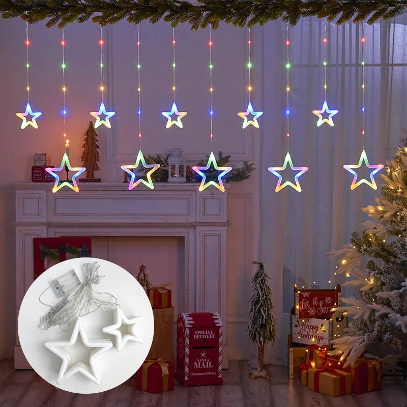 Bespoke 10 Star/Snowflake Lights with Remote, 8Models Christmas Light String,