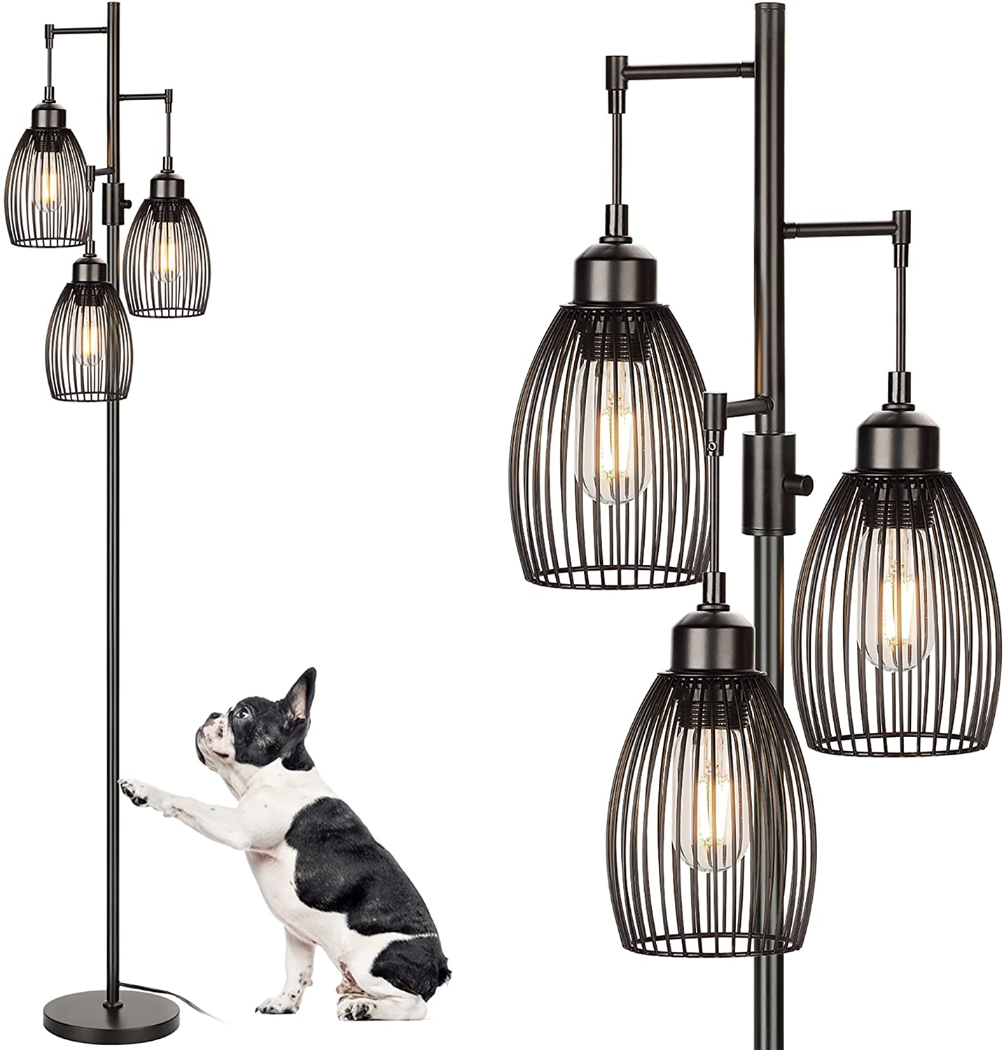 Bespoke 68’’ Dimmable Floor Lamp, 3 X 800LM Edison Bulbs Included, Industrial