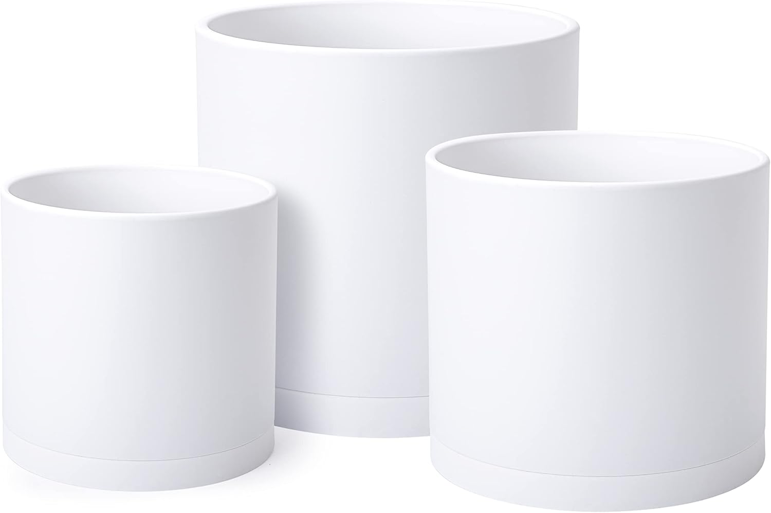 Bespoke 6.5 Inch 8 Inch 10 Inch, Set of 3 Plastic Planter Pots for Plants with
