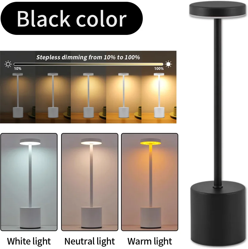 Bespoke Classic Table Lamp Rechargeable Night Light Stepless Dimming Touch Desk