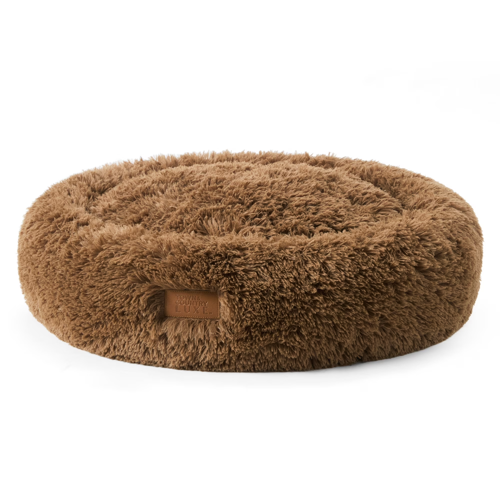 Elegant LUXE Cuddletown Fuzzy Solid Donut Pet Bed, Soft, Cozy & Calming, Water