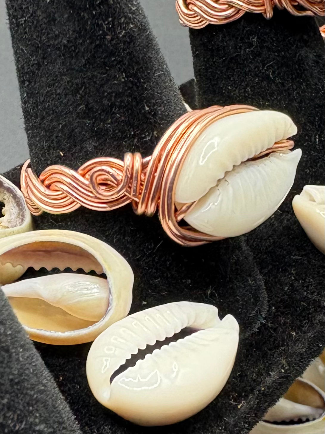 Cowrie shell copper ring