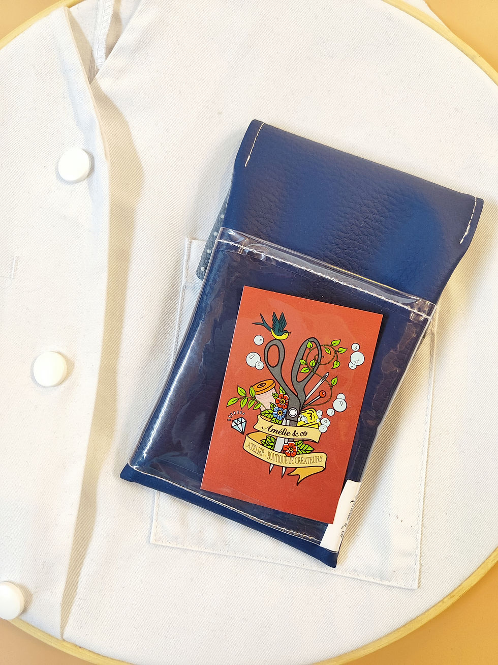 Miniature : Pochette infirmière pour stylos fleur lotus bleu marine 