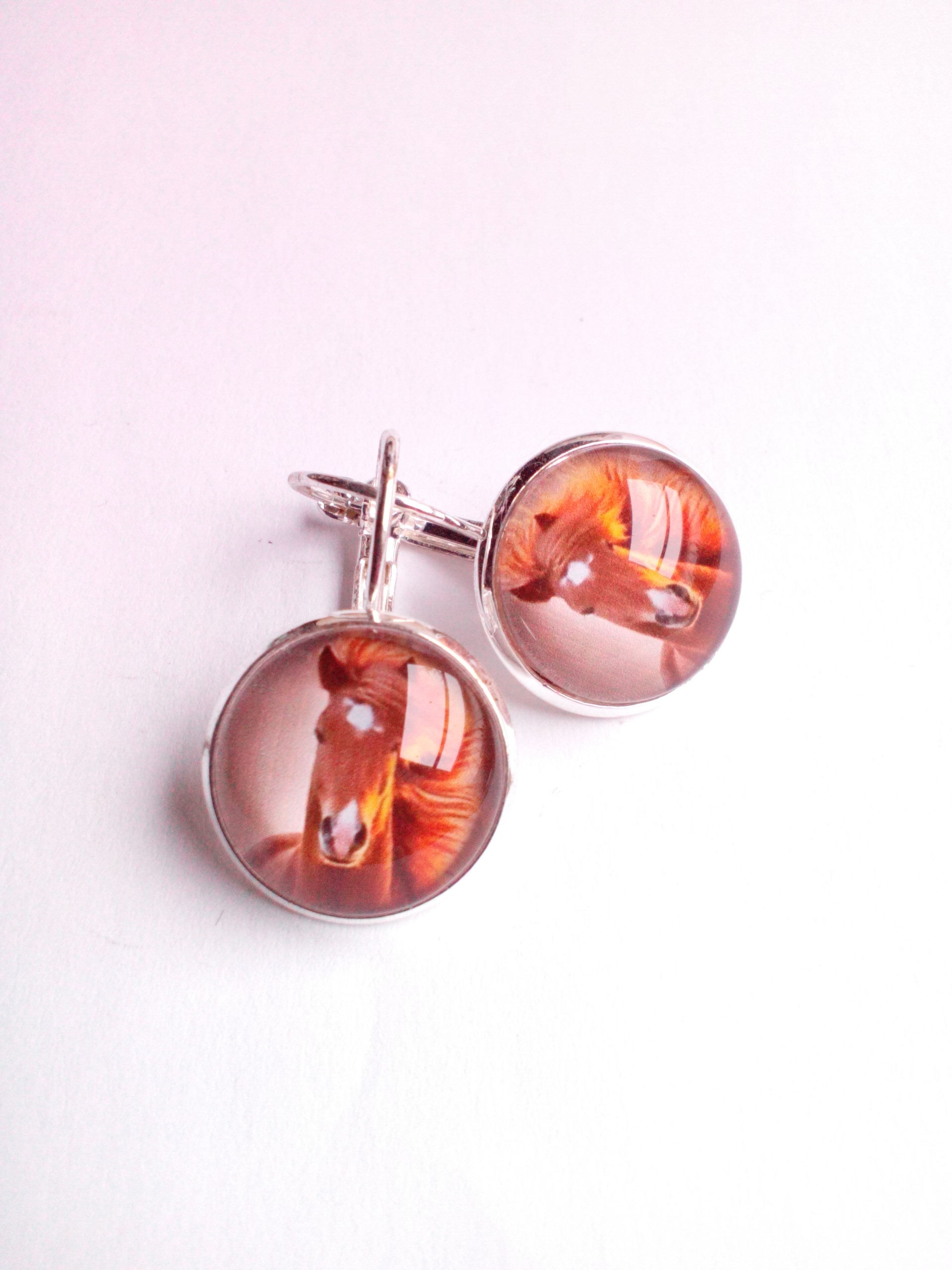 Boucles d'oreilles cabochon cheval