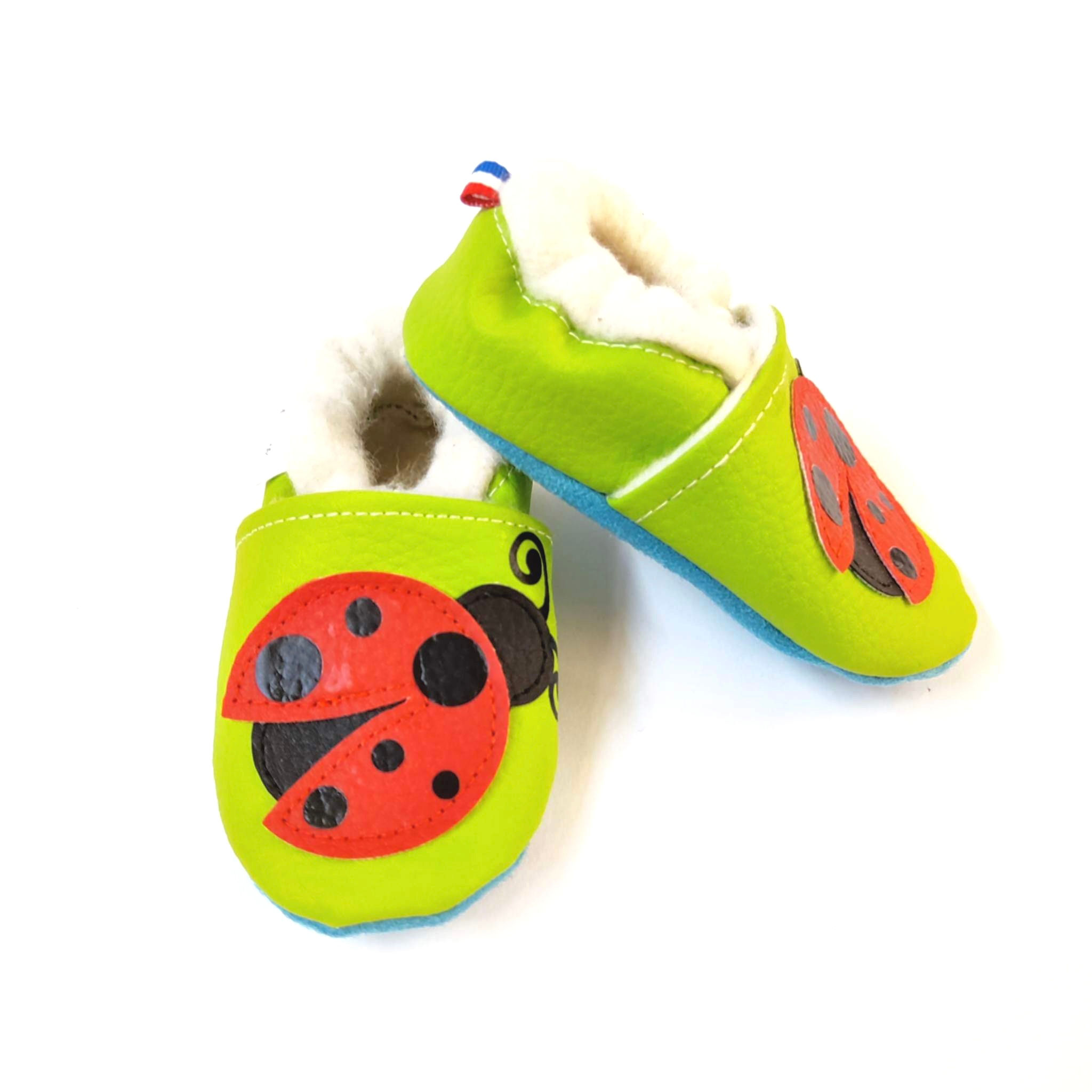  Chaussons coccinelles simili cuir