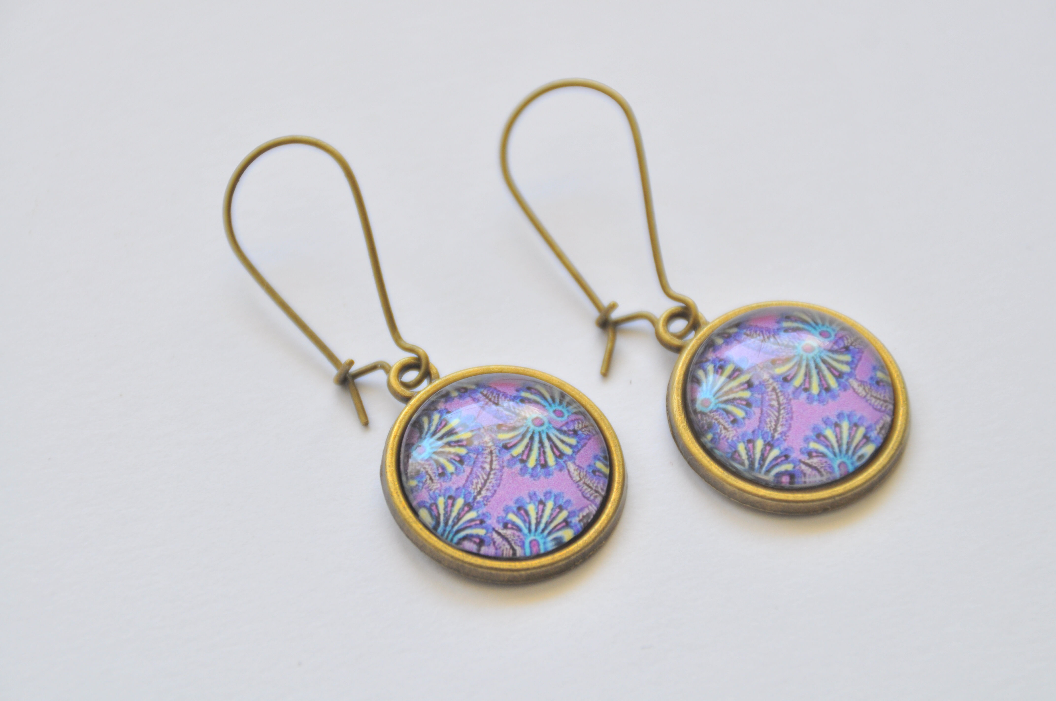Boucles d'oreilles cabochon motif wax africain