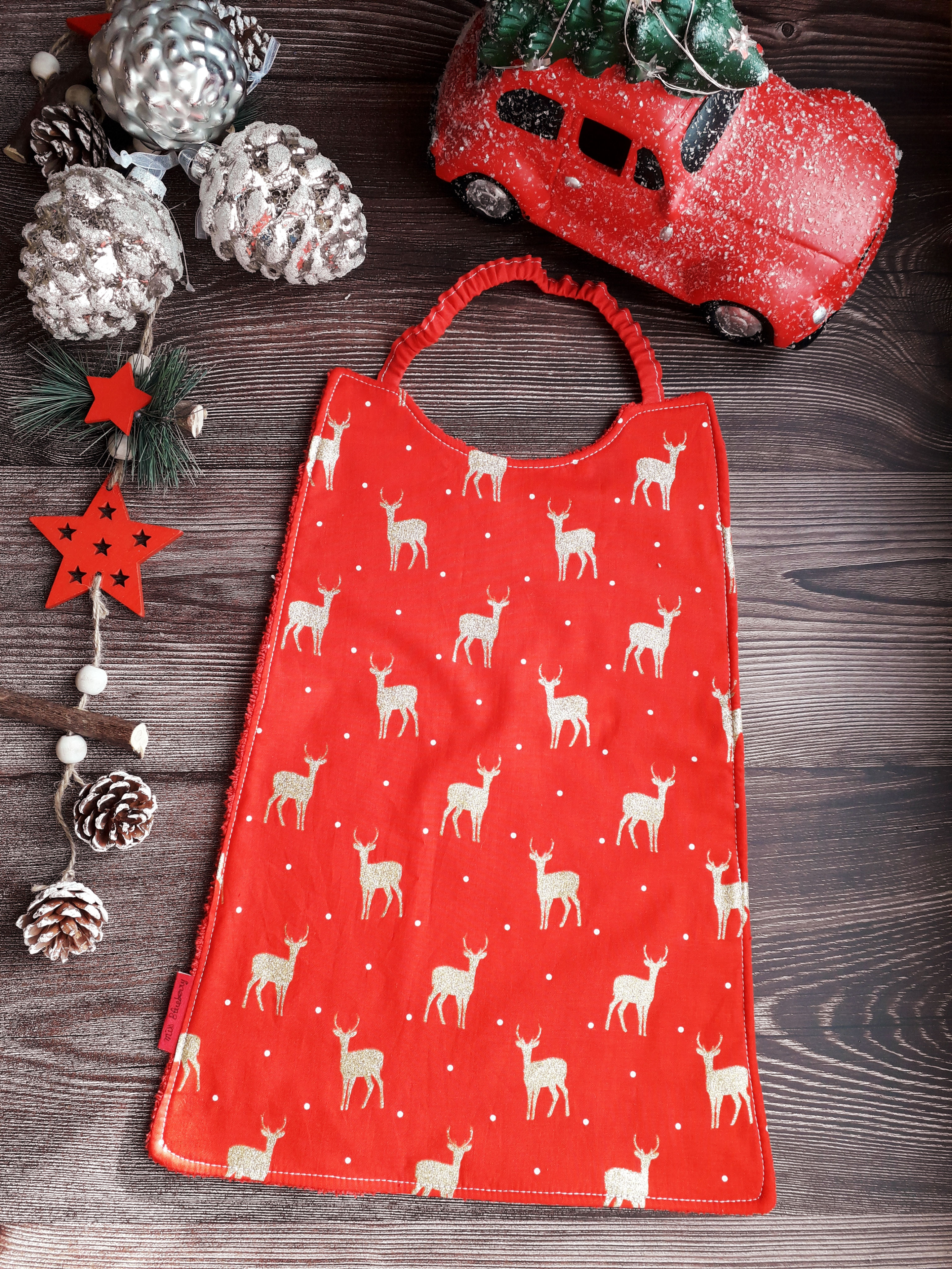 Serviette de cantine cerf pailletté or