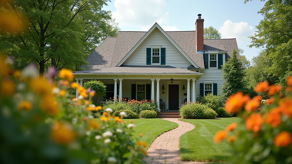Eye-level view of a charming Northwest Austin home with a well-maintained garden