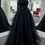 Thumbnail: Black Strapless Embroidered Floral-lace Applique Evening / Ball Gown