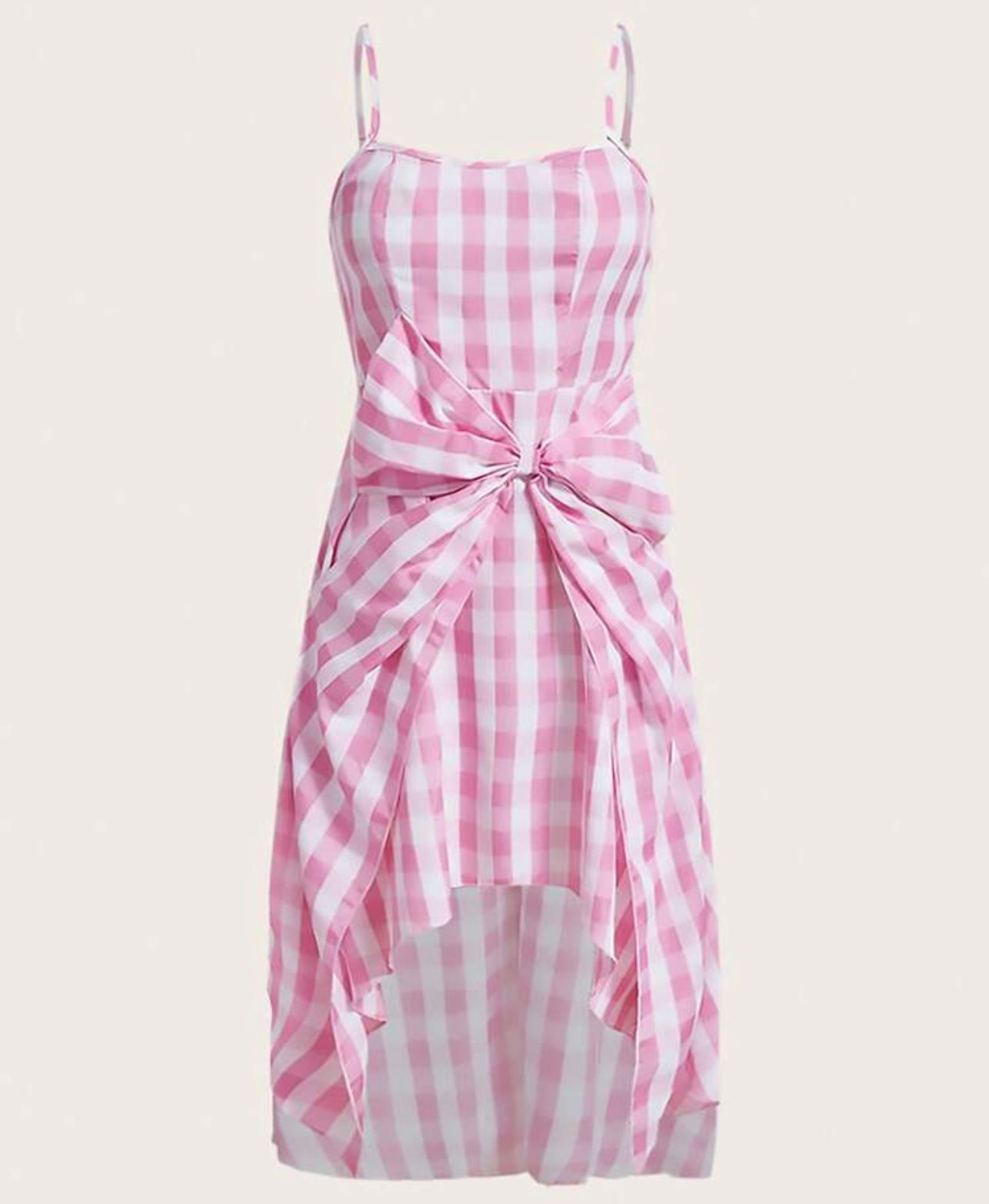 ECV Gingham Print Bow Front Cami Dress