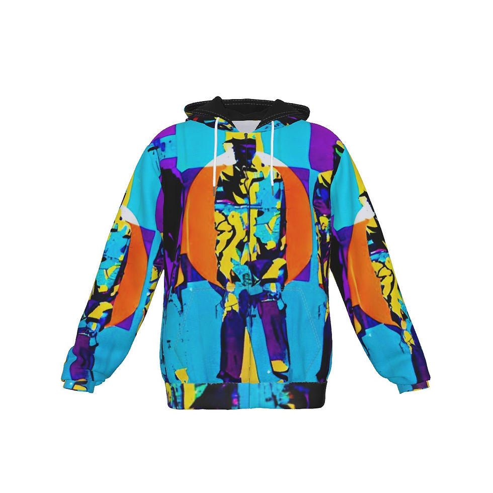 All-Over Print Zip Up Hoodie With Pocket