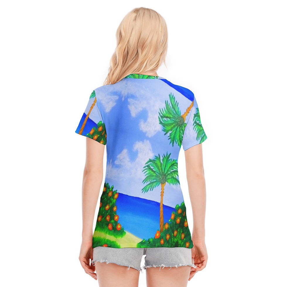 Thumbnail: All-Over Print Women's Round Neck T-Shirt | 190GSM Cotton