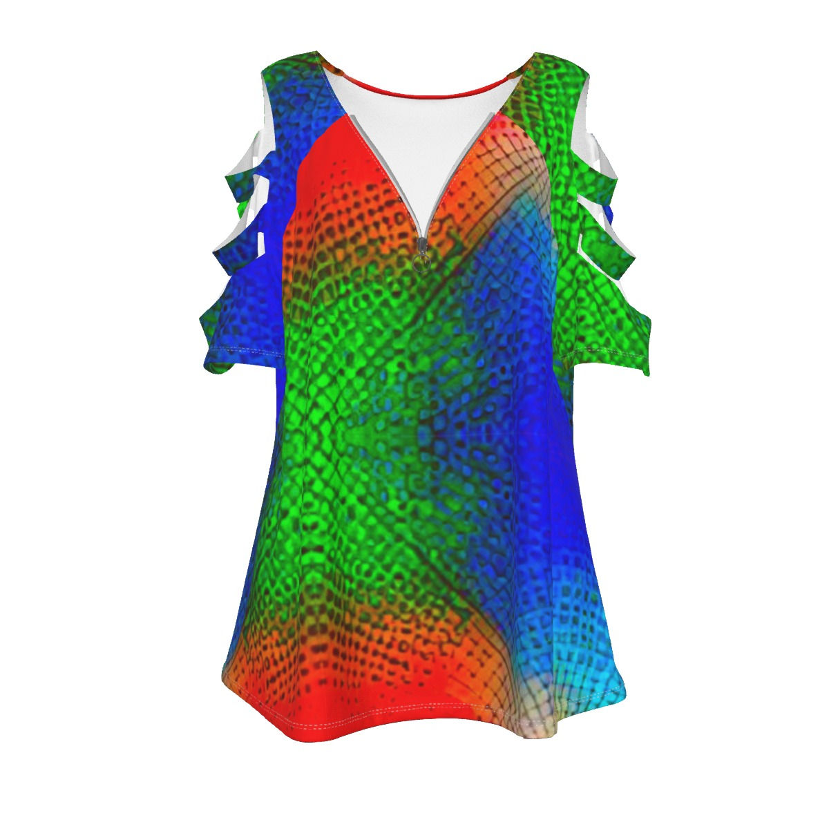 All-Over Print Women's Casual Top with Petal Short Sleeve