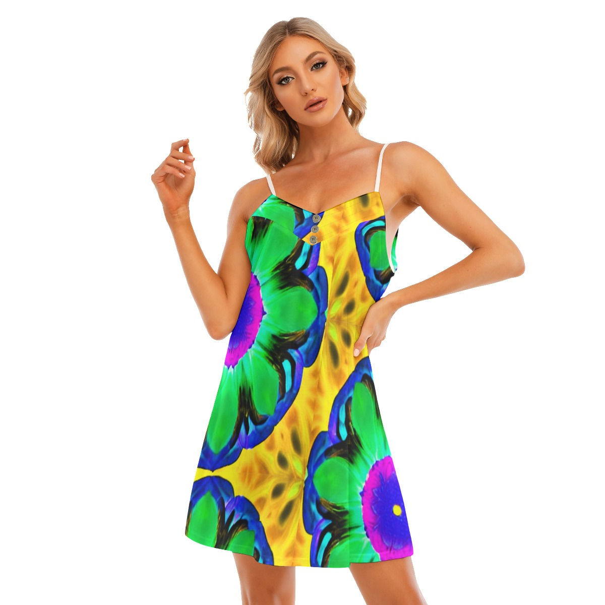 All-Over Print Women's V-neck Cami Dress