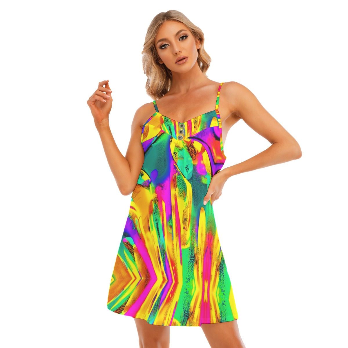 All-Over Print Womem's V-neck Sleeveless Cami Dress