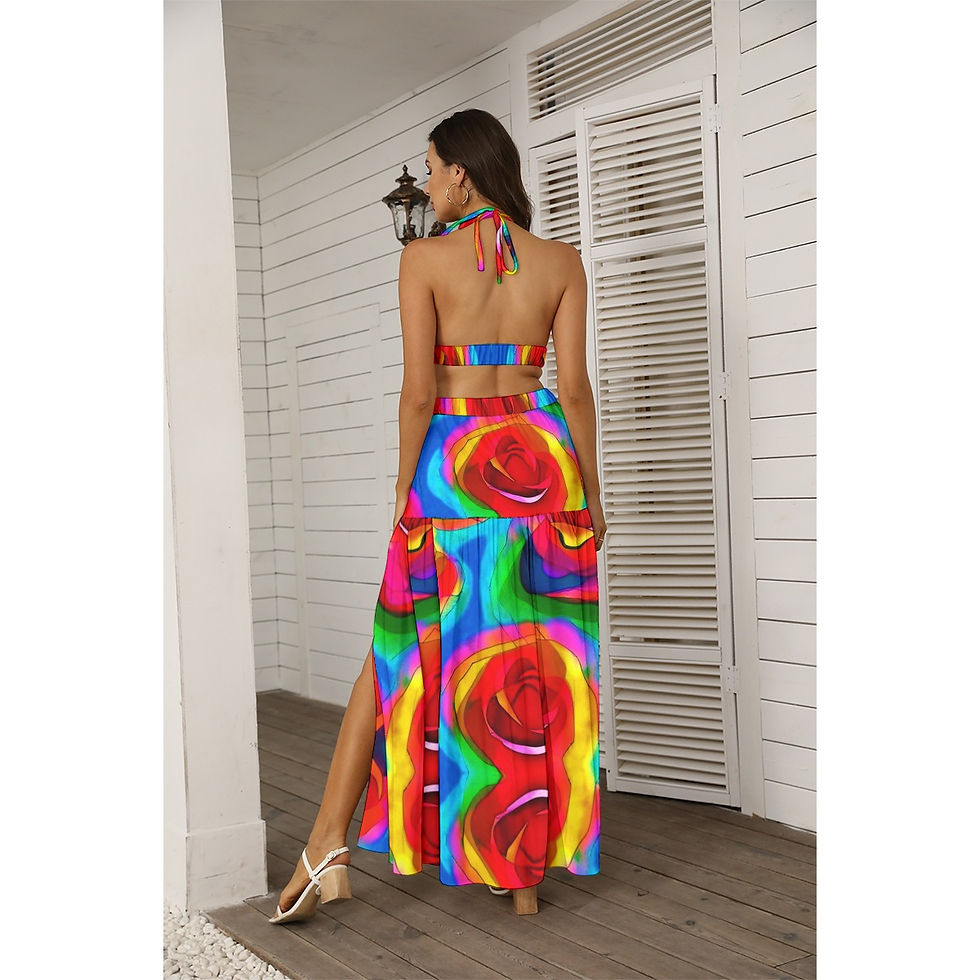 Thumbnail: All-Over Print Women's Tie Back Wrap Dress