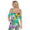 サムネイル： All-Over Print Women's Cold Shoulder T-shirt With Criss Cross Strips