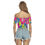 Thumbnail: All-Over Print Women's One-shoulder Off-the-navel Short Sleeve T-shirt