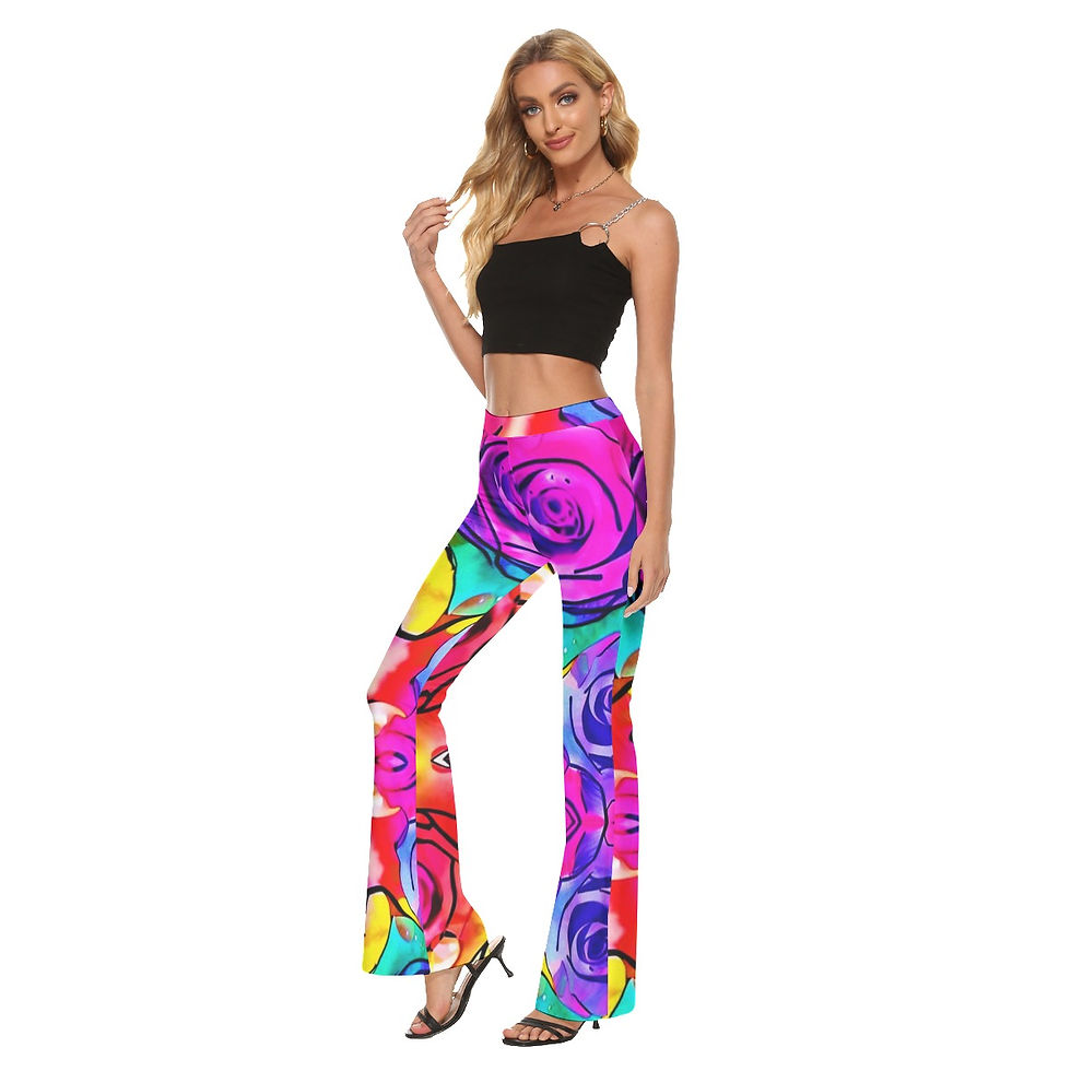 Thumbnail: All-Over Print Women's Skinny Flare Pants