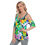 サムネイル： All-Over Print Women's Cold Shoulder T-shirt With Criss Cross Strips