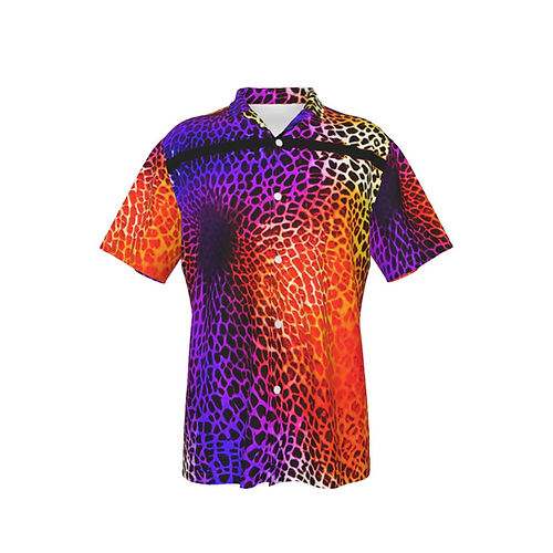 All-Over Print Men's Hawaiian Shirt With Button Closure