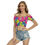 Thumbnail: All-Over Print Women's One-shoulder Off-the-navel Short Sleeve T-shirt