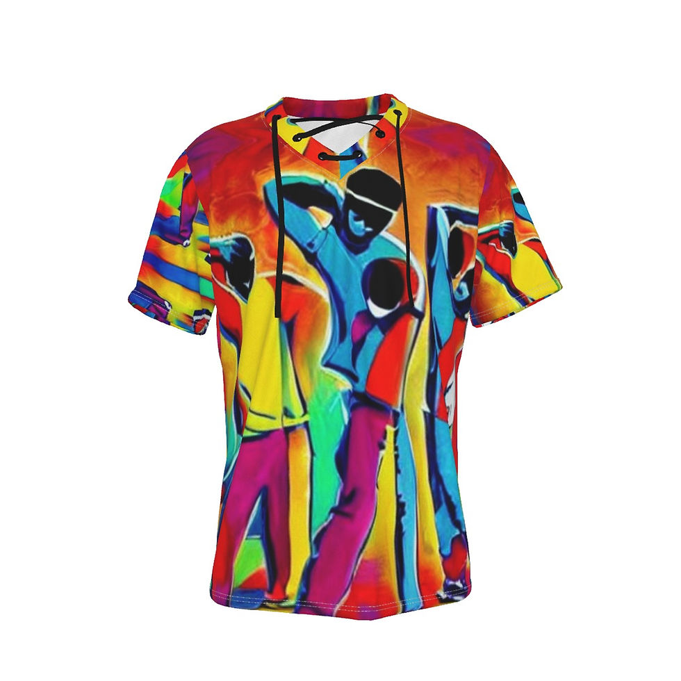 All-Over Print Men's Short Sleeve T-shirt with Neckline Tie