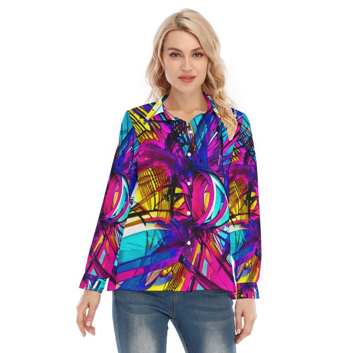 All-Over Print Women's Loose Elastic-Back Shirt