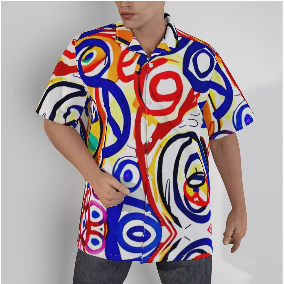 All-Over Print Men's Hawaiian Shirt With Button Closure