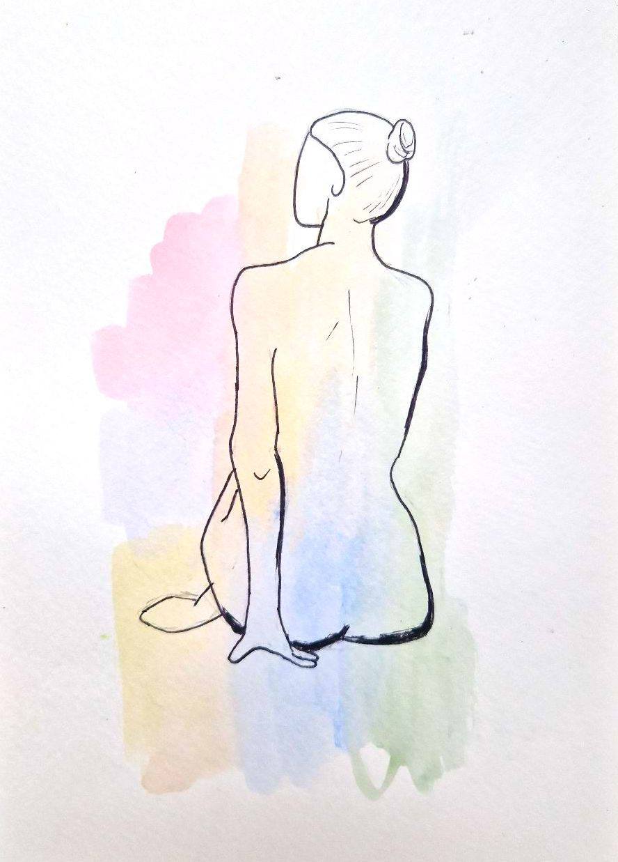 Female figure using watercolour for international Womens Day - IWD