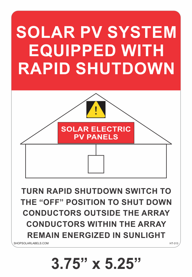 HT-313 Rapid Shutdown Label