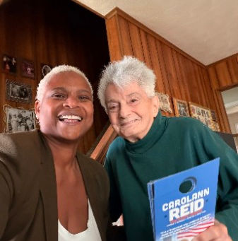 Carolann visiting 95-year-old voter