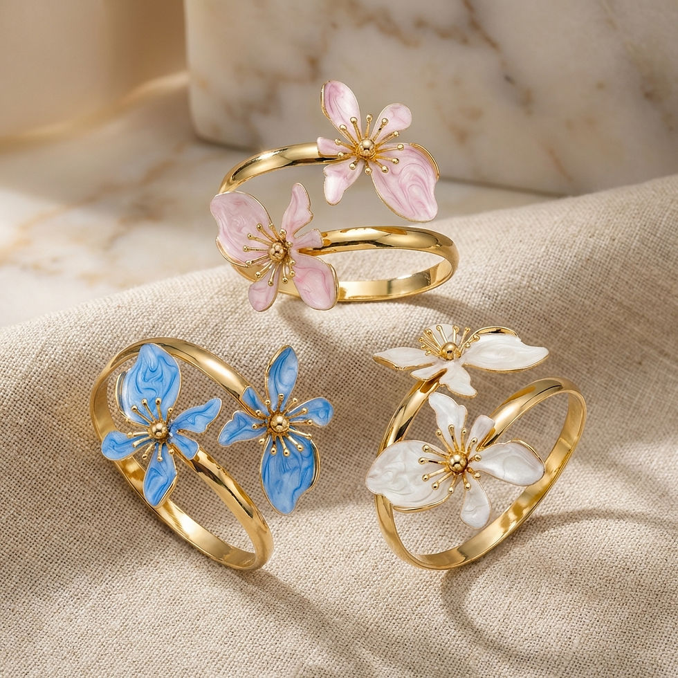 Thumbnail: Enamel Floral Open Bangle